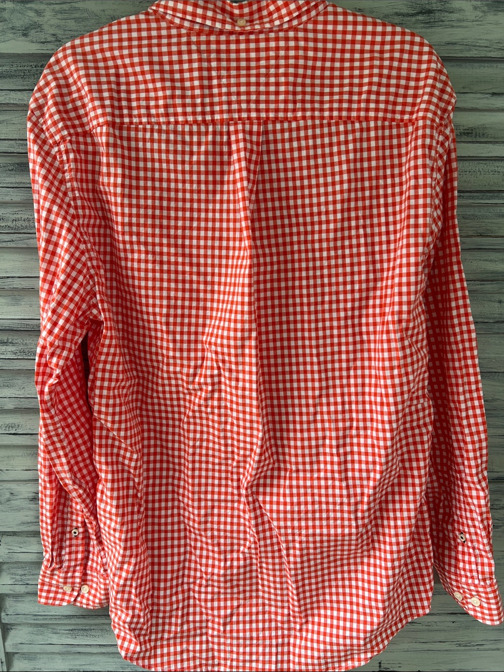 Tommy Hilfiger Orange and White Gingham Button-Down Shirt Size L Classic Fit - Picture 4 of 7